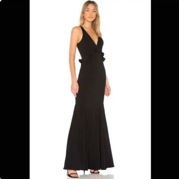 Jay Godfrey Joseph asymmetric ruffle gown black size 4n - Picture 10 of 10